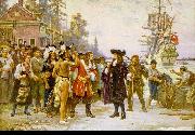 Jean Leon Gerome Ferris The Landing of William Penn France oil painting artist